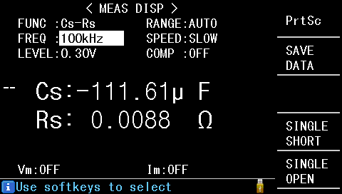 LCR Meter - Test Frequencies: 100Hz, 120Hz, 1KHz Test Parameters